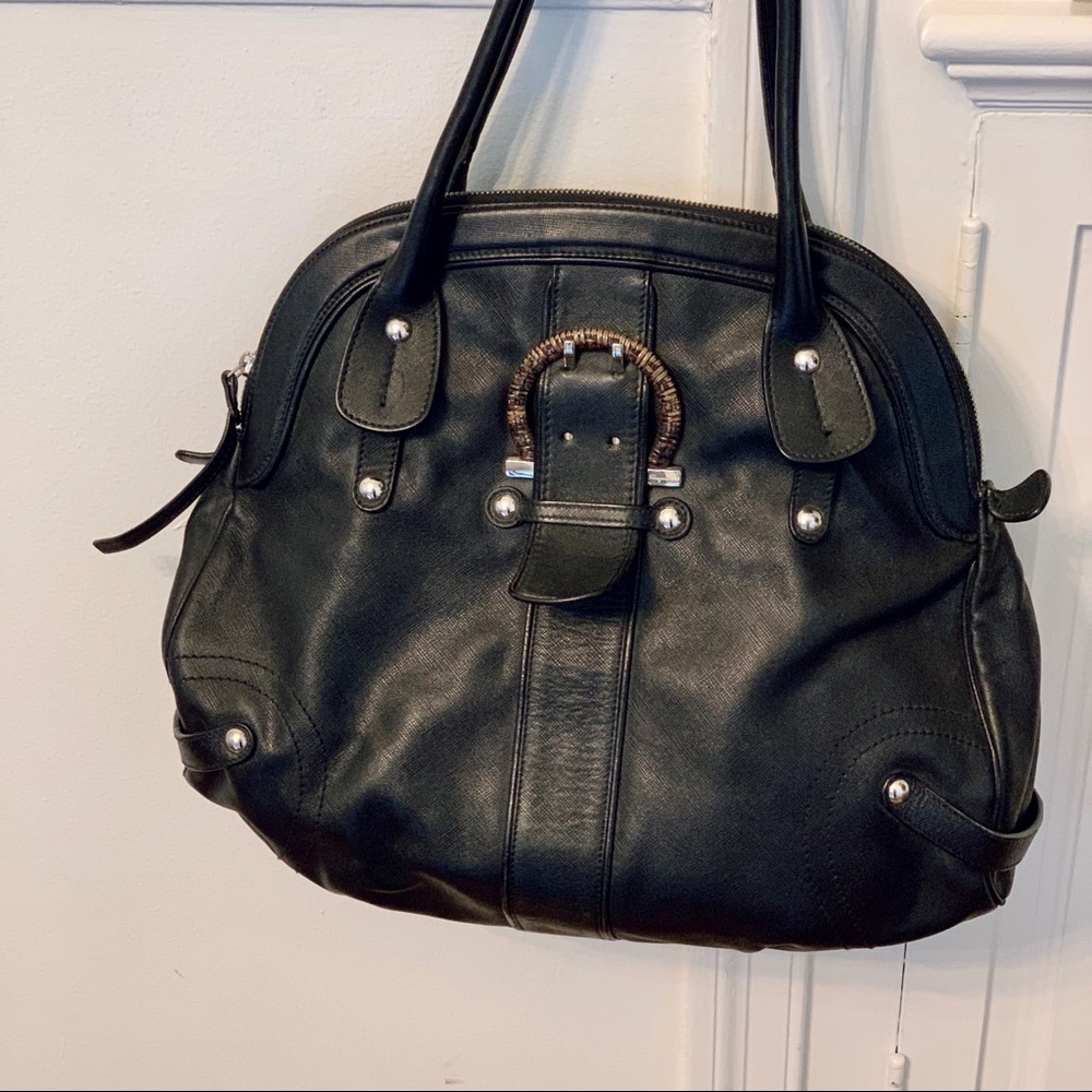 SALVATORE FERRAGAMO large black Dome Satchel